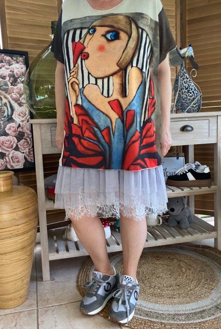 Top fin ample grisé The Picasso Woman du 40 au 52 