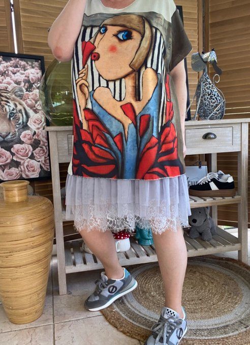 Top fin ample grisé The Picasso Woman du 40 au 52 
