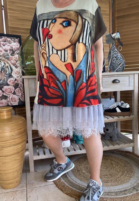 Top fin ample grisé The Picasso Woman du 40 au 52 