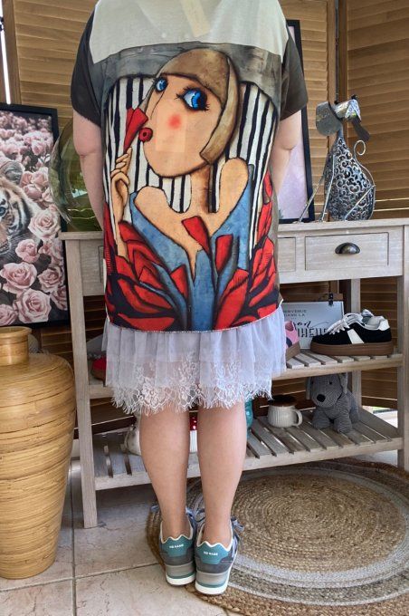Top fin ample grisé The Picasso Woman du 40 au 52 