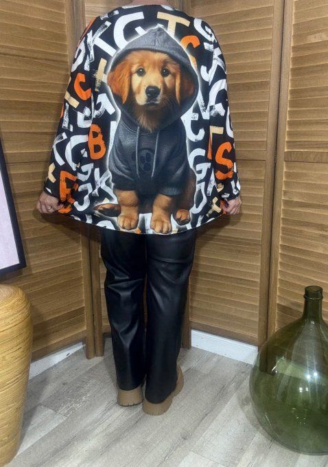 Top manches longues noir multicolore Mon adorable Chien du 40 au 52  