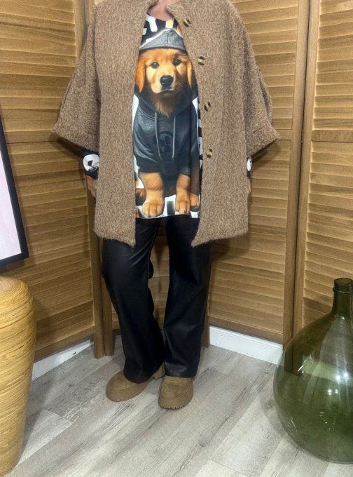 Top manches longues noir multicolore Mon adorable Chien du 40 au 52  