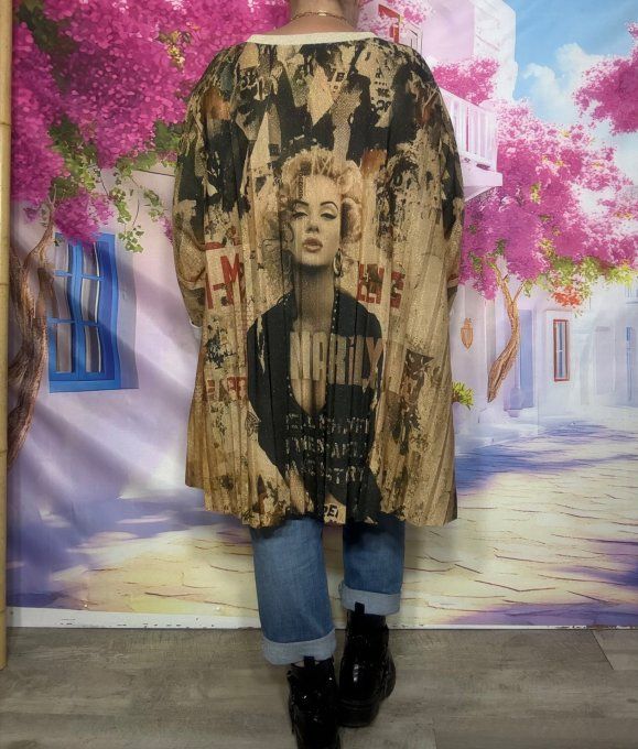 Tunique trapèze plissée Lurex pailleté doré Marylin Monroe du 42 au 54/56