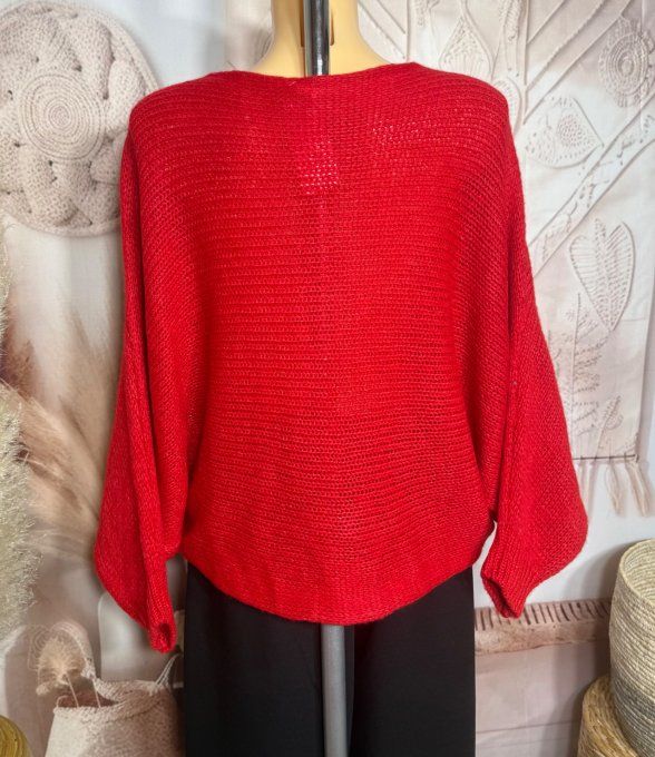 Pull court croisé rouge douceur +++ (du 40 au 52) ou en version "chauffe-épaule" jusqu'au 58/60 