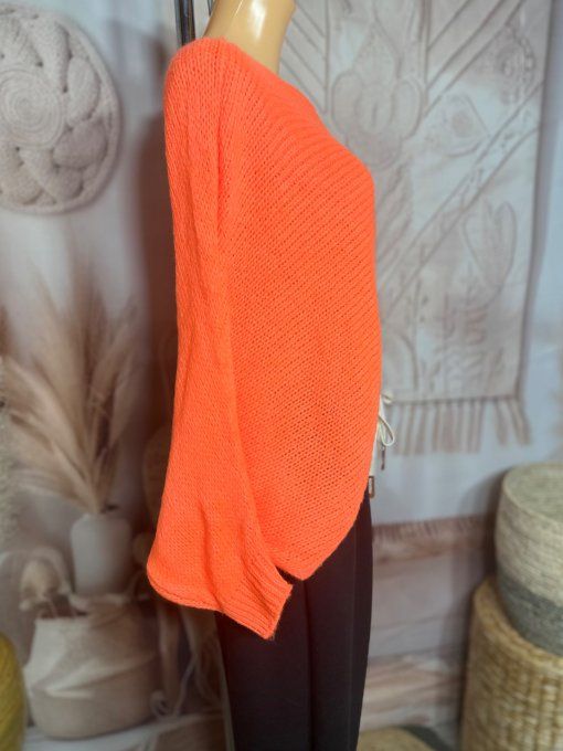 Pull court croisé orange douceur +++ (du 40 au 52) ou en version "chauffe-épaule" jusqu'au 58/60 