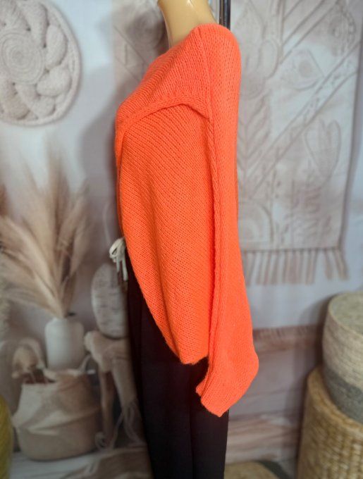 Pull court croisé orange douceur +++ (du 40 au 52) ou en version "chauffe-épaule" jusqu'au 58/60 