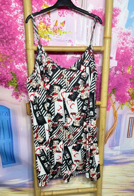 Combi-short noir rouge blanc Betty Boop Pinup Rétro douceur +++ du 38 au 50  