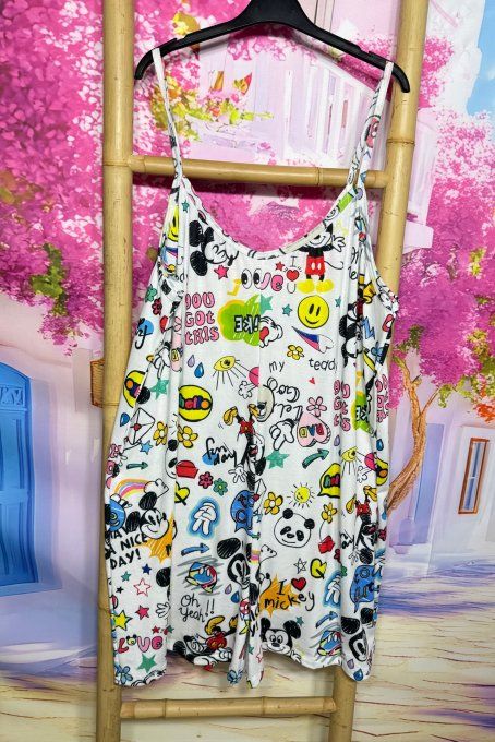 Combi-short blanc Cartoons Vibes Mickey Mouse Rétro douceur +++ du 38 au 50 