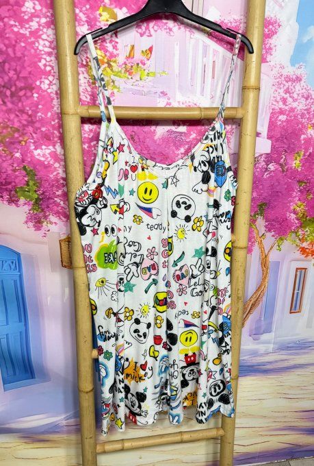 Combi-short blanc Cartoons Vibes Mickey Mouse Rétro douceur +++ du 38 au 50 