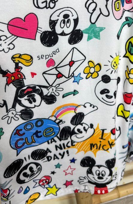 Combi-short blanc Cartoons Vibes Mickey Mouse Rétro douceur +++ du 38 au 50 