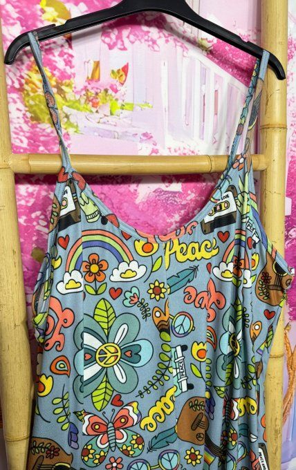 Combi-short bleu grisé Peace & Love Vibes Combi WW douceur +++ du 38 au 50  