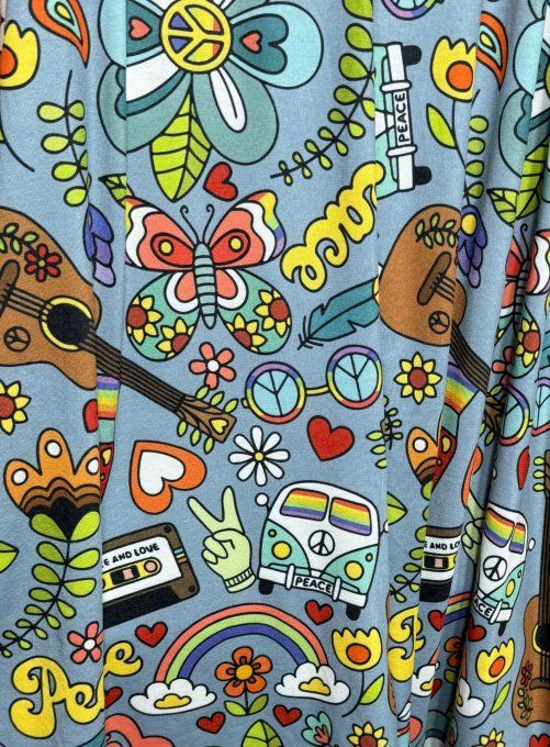 Combi-short bleu grisé Peace & Love Vibes Combi WW douceur +++ du 38 au 50  