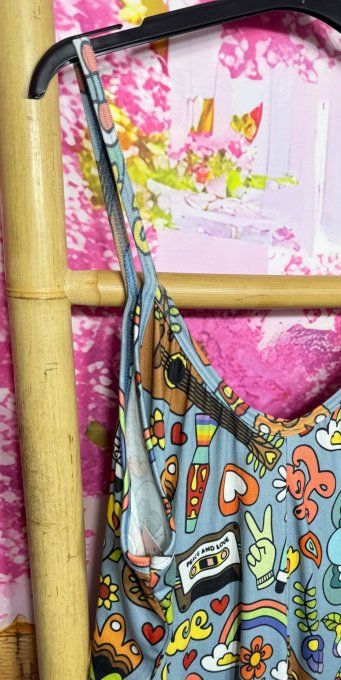 Combi-short bleu grisé Peace & Love Vibes Combi WW douceur +++ du 38 au 50  