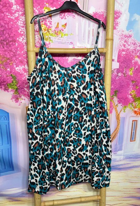 Combi-short Léopard bleu pétrole caramel noir blanc douceur +++ du 38 au 50  