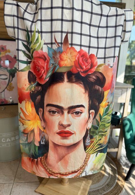 Robe-chemise longue oversize écrue carreaux Frida Kahlo Jungle Chic du 40 au 52 et même + 