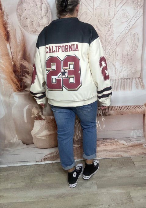 Sweat crème noir California University Number 23 Athletics Sport du 34 au 44