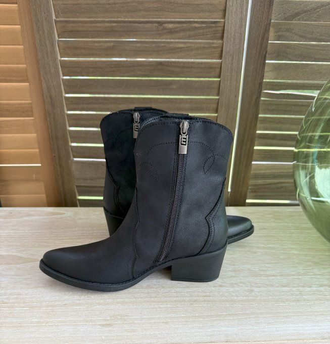 Bottines mi-hautes façon Santiags daim noir MTG confort ++++  