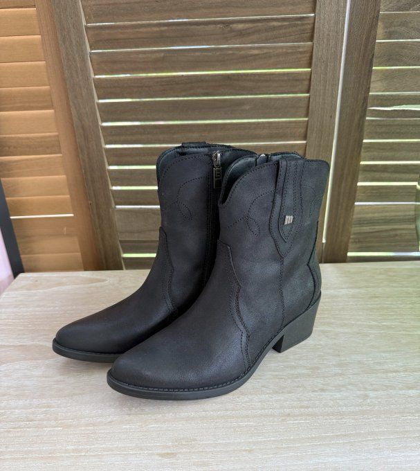 Bottines mi-hautes façon Santiags daim noir MTG confort ++++  