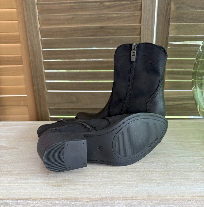 Bottines mi-hautes façon Santiags daim noir MTG confort ++++  