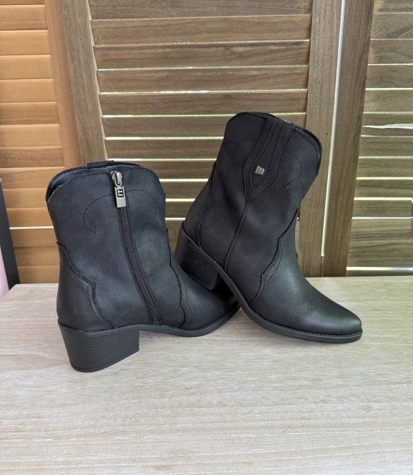 Bottines mi-hautes façon Santiags daim noir MTG confort ++++  