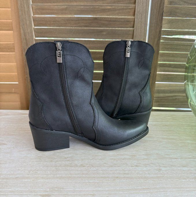 Bottines mi-hautes façon Santiags daim noir MTG confort ++++  