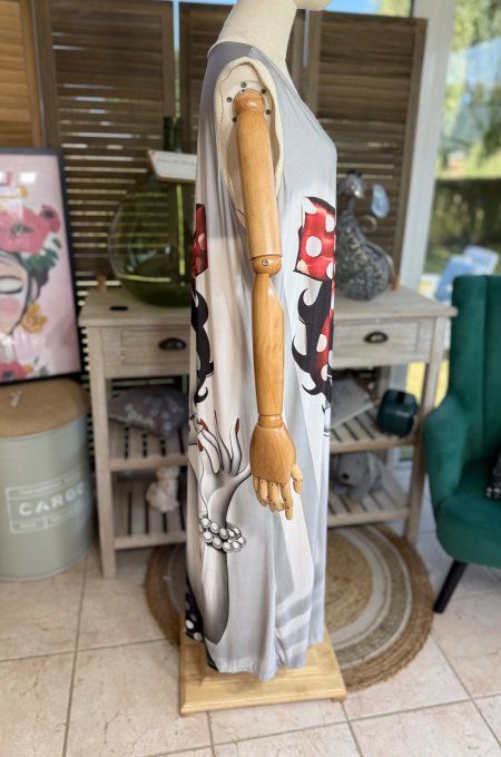 Robe longue grisé Betty Boop Pin Up lurex doré du 38 au 46/48   