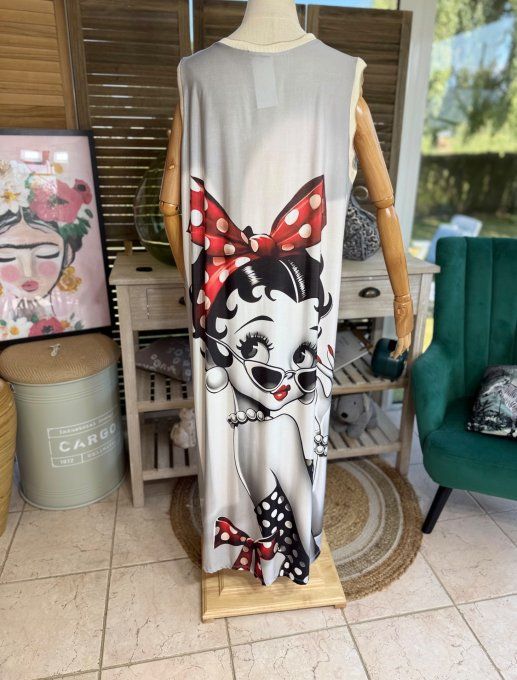 Robe longue grisé Betty Boop Pin Up lurex doré du 38 au 46/48   
