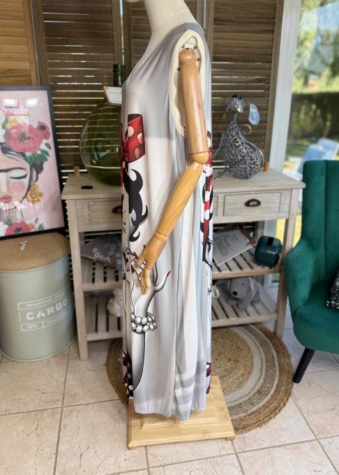 Robe longue grisé Betty Boop Pin Up lurex doré du 38 au 46/48   