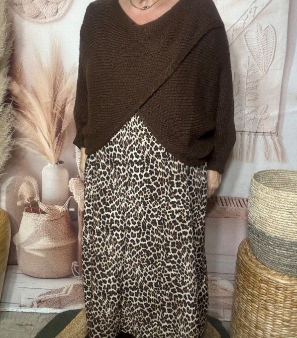 Pull court croisé chocolat douceur +++ (du 40 au 52) ou en version "chauffe-épaule" jusqu'au 58/60