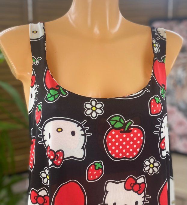 Combinaison salopette noire Hello Kitty & Red Apples du 38 au 52
