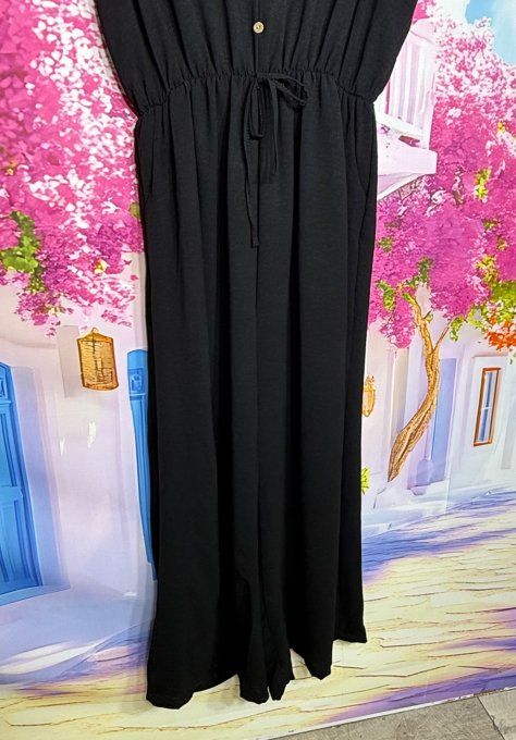 Combinaison pantalon noire cuisses larges sans manches taille élastiquée du 40 au 50/52
