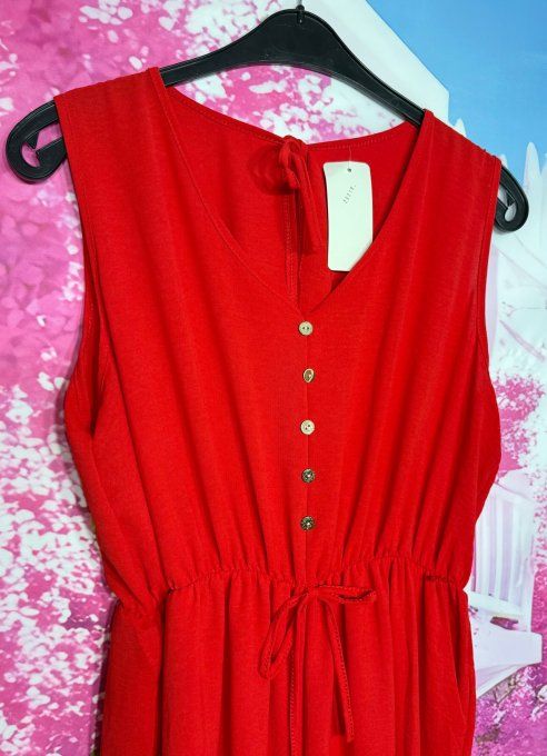 Combinaison pantalon rouge cuisses larges sans manches taille élastiquée du 40 au 50/52