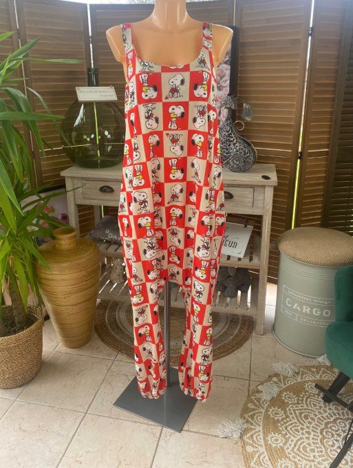Combinaison salopette rouge et beige Portraits de Snoopy du 38 au 52