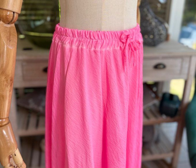 Jupe longue ample rose fluo confort +++ du 40 au 50/52 