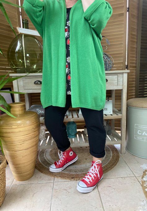 Gilet long sans laine ample vert Gucci étoile pailletée douceur ++++ du 38 au 50/52 