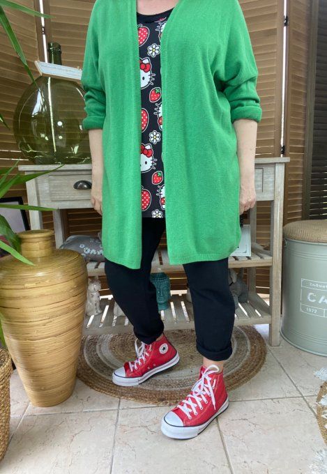Gilet long sans laine ample vert Gucci étoile pailletée douceur ++++ du 38 au 50/52 