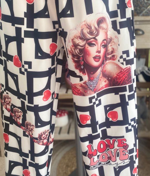 panta jogg  (dit magique) carrés noirs & blancs Marylin Monroe in Love du 40 au 50 