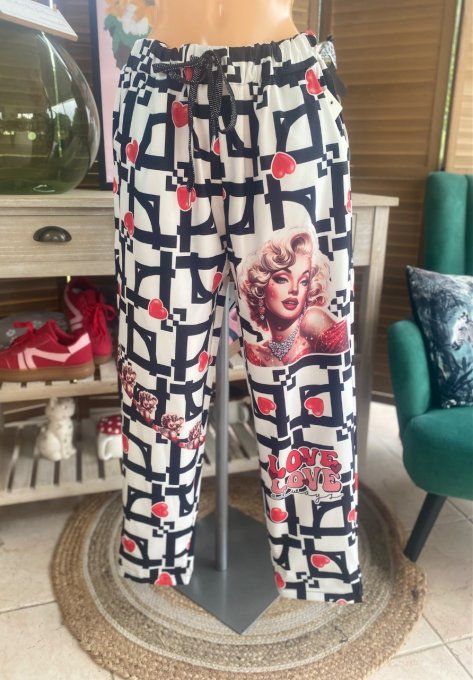 panta jogg  (dit magique) carrés noirs & blancs Marylin Monroe in Love du 40 au 50 