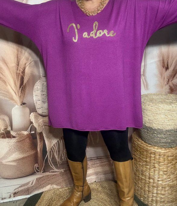 Tunique longue ou robe courte Pivoine J'adore doré or douceur +++ du 40 au 52/54