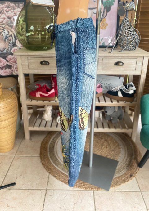 pantalon façon Palazzo effet jeans délavé Les Papillons confort +++ du 42 au 52/54