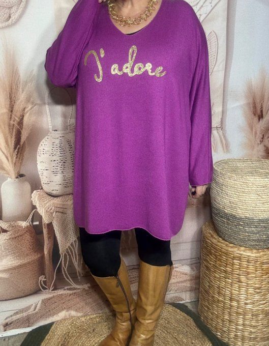 Tunique longue ou robe courte Pivoine J'adore doré or douceur +++ du 40 au 52/54