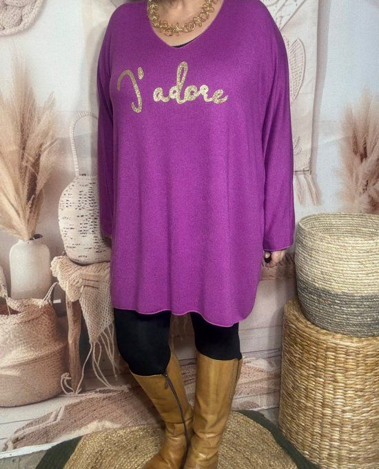 Tunique longue ou robe courte Pivoine J'adore doré or douceur +++ du 40 au 52/54