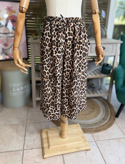 Ensemble jupe-culotte + blouse trapèze Léopard du 40 au 52 