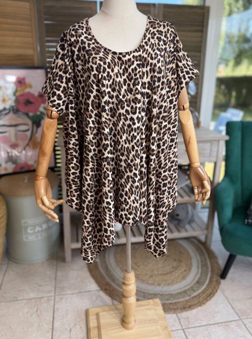 Ensemble jupe-culotte + blouse trapèze Léopard du 40 au 52 