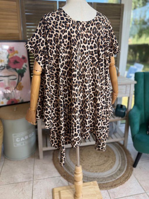 Ensemble jupe-culotte + blouse trapèze Léopard du 40 au 52 