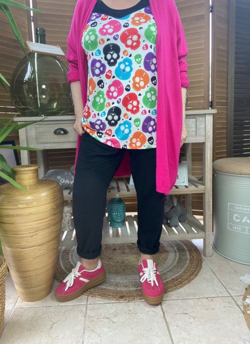 Caraco Débardeur bretelles réglables Mexican Skulls Calaveras multicolores du 38 au 48