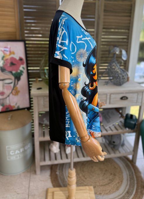 Top ample noir Betty Boop in Blue World du 38 au 48/50  