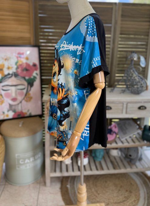 Top ample noir Betty Boop in Blue World du 38 au 48/50  