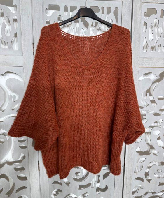 Pull ample SANS LAINE Rouille manches 3/4 Douceur +++ du 38 au 48/50