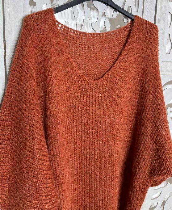 Pull ample SANS LAINE Rouille manches 3/4 Douceur +++ du 38 au 48/50